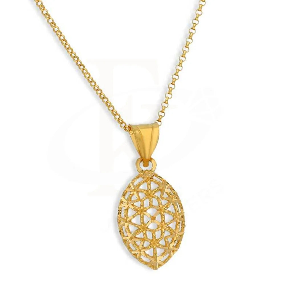 Gold Necklace (Chain With Marquise Shaped Pendant) 21Kt - Fkjnkl21K3075 Necklaces