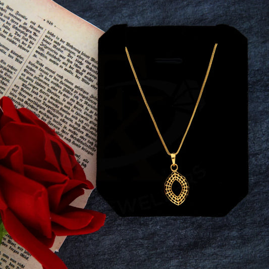 Gold Necklace (Chain With Marquise Shaped Pendant) 21Kt - Fkjnkl21Km8423 Necklaces