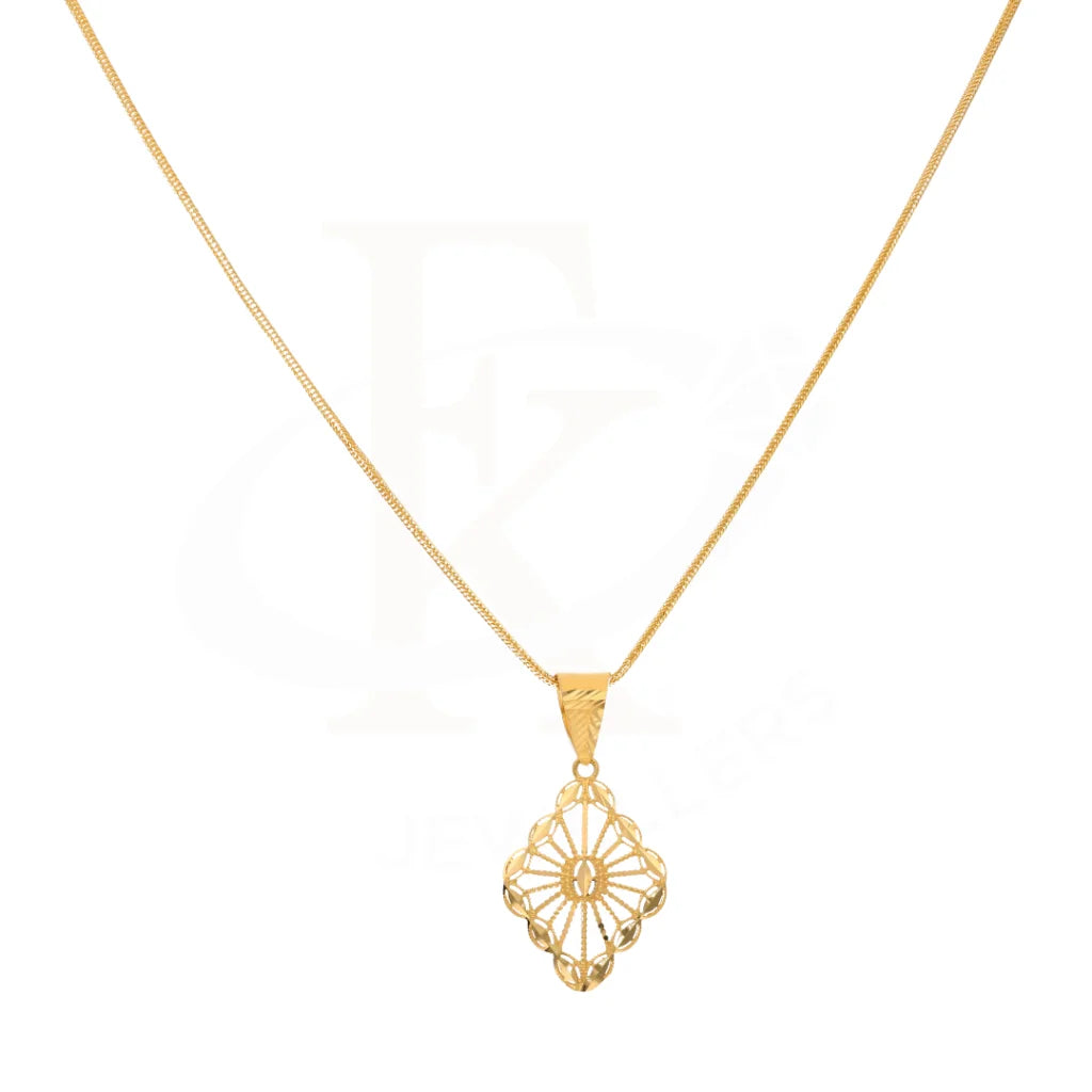 Gold Necklace (Chain With Marquise Shaped Pendant) 21Kt - Fkjnkl21K8563 Necklaces