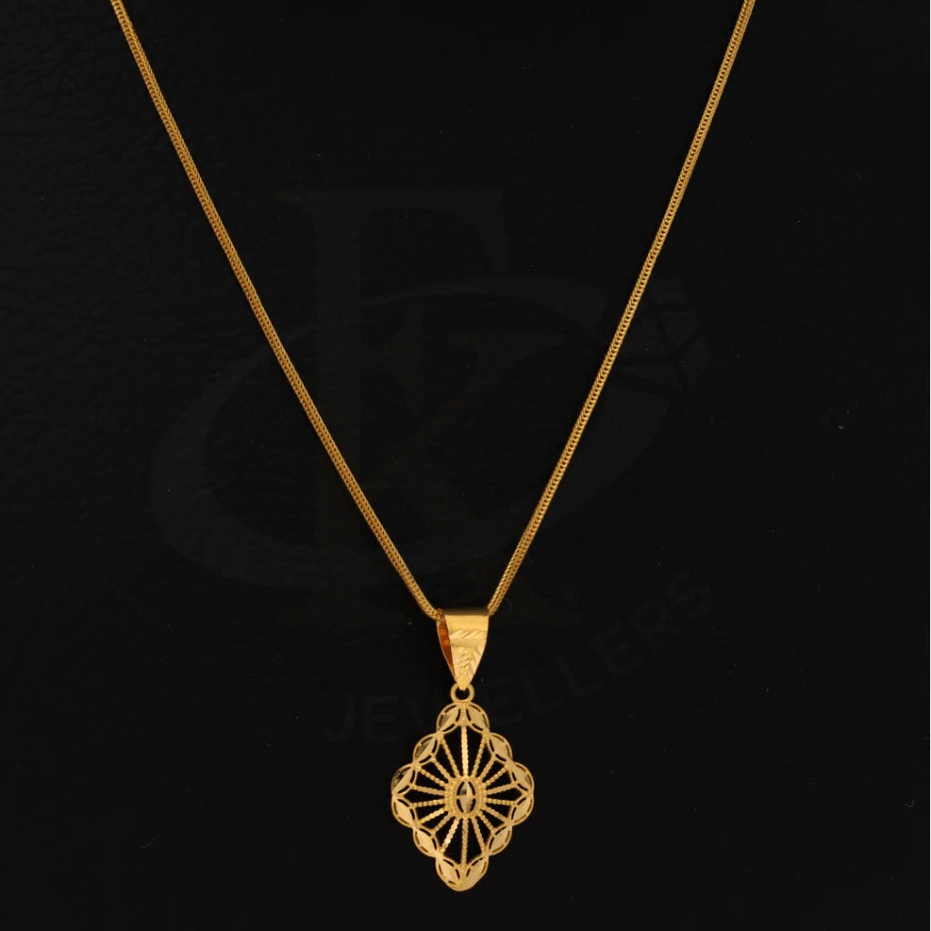 Gold Necklace (Chain With Marquise Shaped Pendant) 21Kt - Fkjnkl21K8563 Necklaces