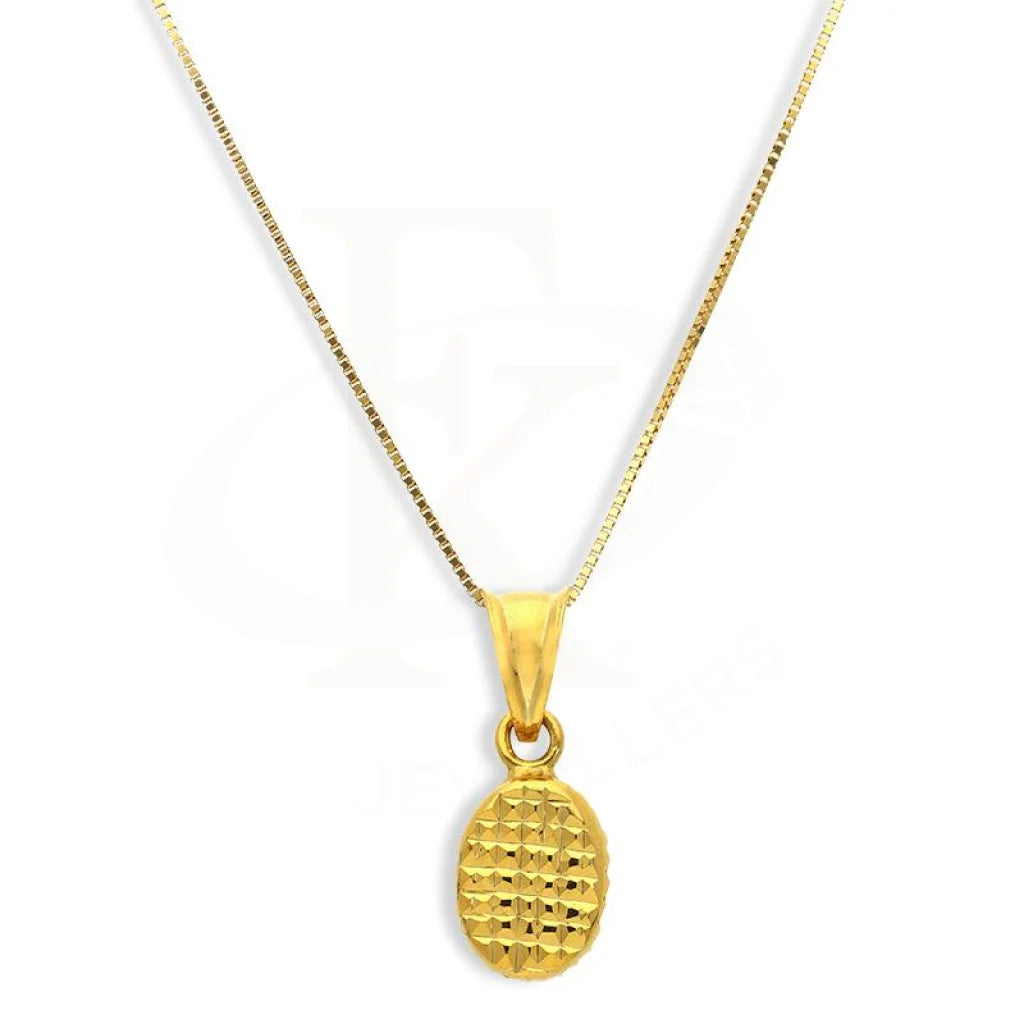 Gold Necklace (Chain With Oval Pendant) - Fkjnkl18K2571 Necklaces