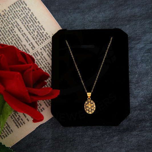 Gold Necklace (Chain With Oval Pendant) 21Kt - Fkjnkl21Km8396 Necklaces