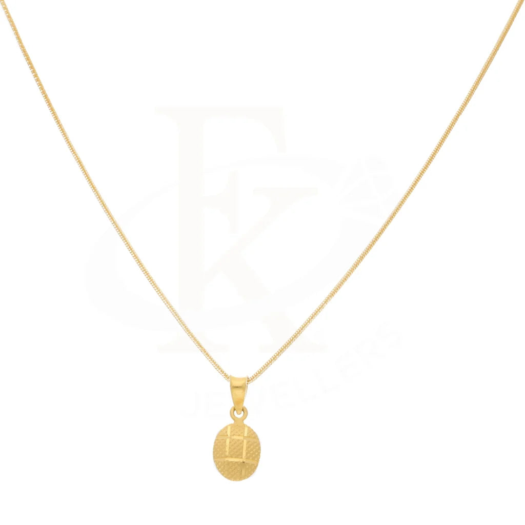 Gold Necklace (Chain With Oval Pendant) 21Kt - Fkjnkl21Km8532 Necklaces