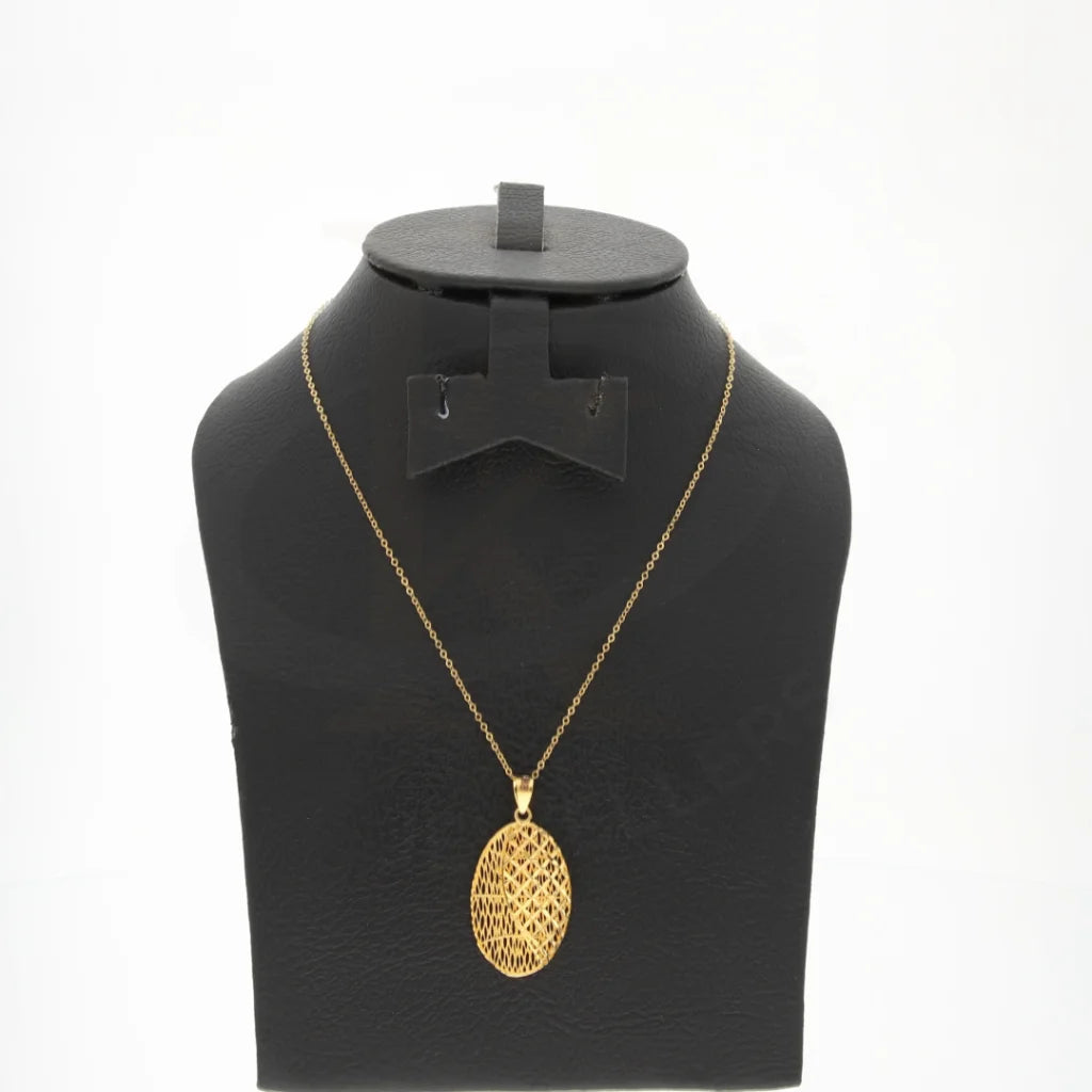 Gold Necklace (Chain With Oval Shaped Mesh Pendant) 21Kt - Fkjnkl21Km8040 Necklaces