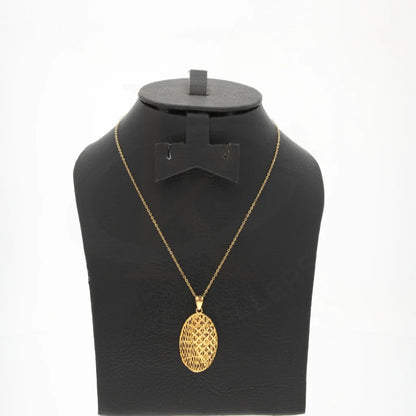 Gold Necklace (Chain With Oval Shaped Mesh Pendant) 21Kt - Fkjnkl21Km8040 Necklaces