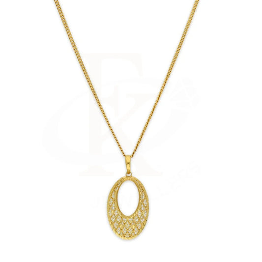 Gold Necklace (Chain With Oval Shaped Pendant) 21Kt - Fkjnkl21K3148 Necklaces