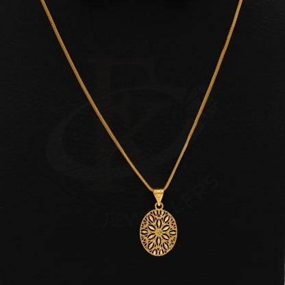 Gold Necklace (Chain With Oval Shaped Pendant) 21Kt - Fkjnkl21Km8386 Necklaces