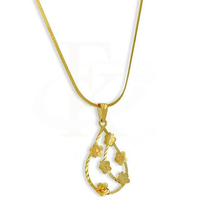 Gold Necklace (Chain With Pear Shaped Flower Pendant) 18Kt - Fkjnkl18K2809 Necklaces