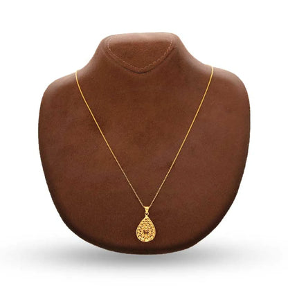 Gold Necklace (Chain With Pear Shaped Pendant) 21Kt - Fkjnkl21K2858 Necklaces