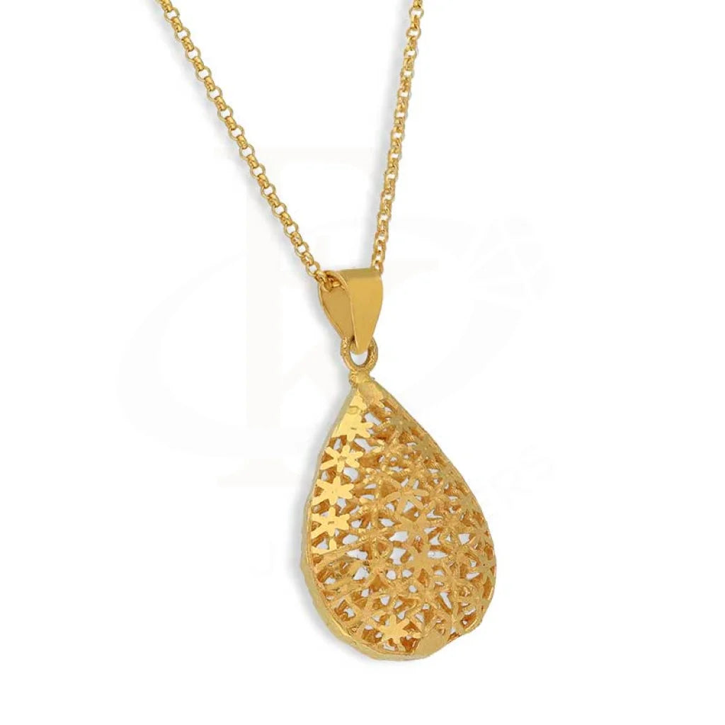 Gold Necklace (Chain With Pear Shaped Pendant) 21Kt - Fkjnkl21K2858 Necklaces