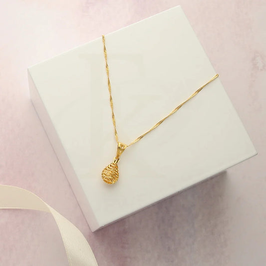 Gold Necklace (Chain With Pear Shaped Pendant) 21Kt - Fkjnkl21Km5012 Necklaces