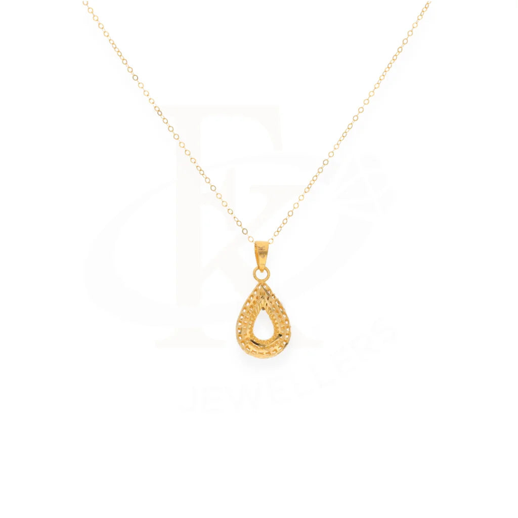 Gold Necklace (Chain With Pear Shaped Pendant) 21Kt - Fkjnkl21Km8042 Necklaces