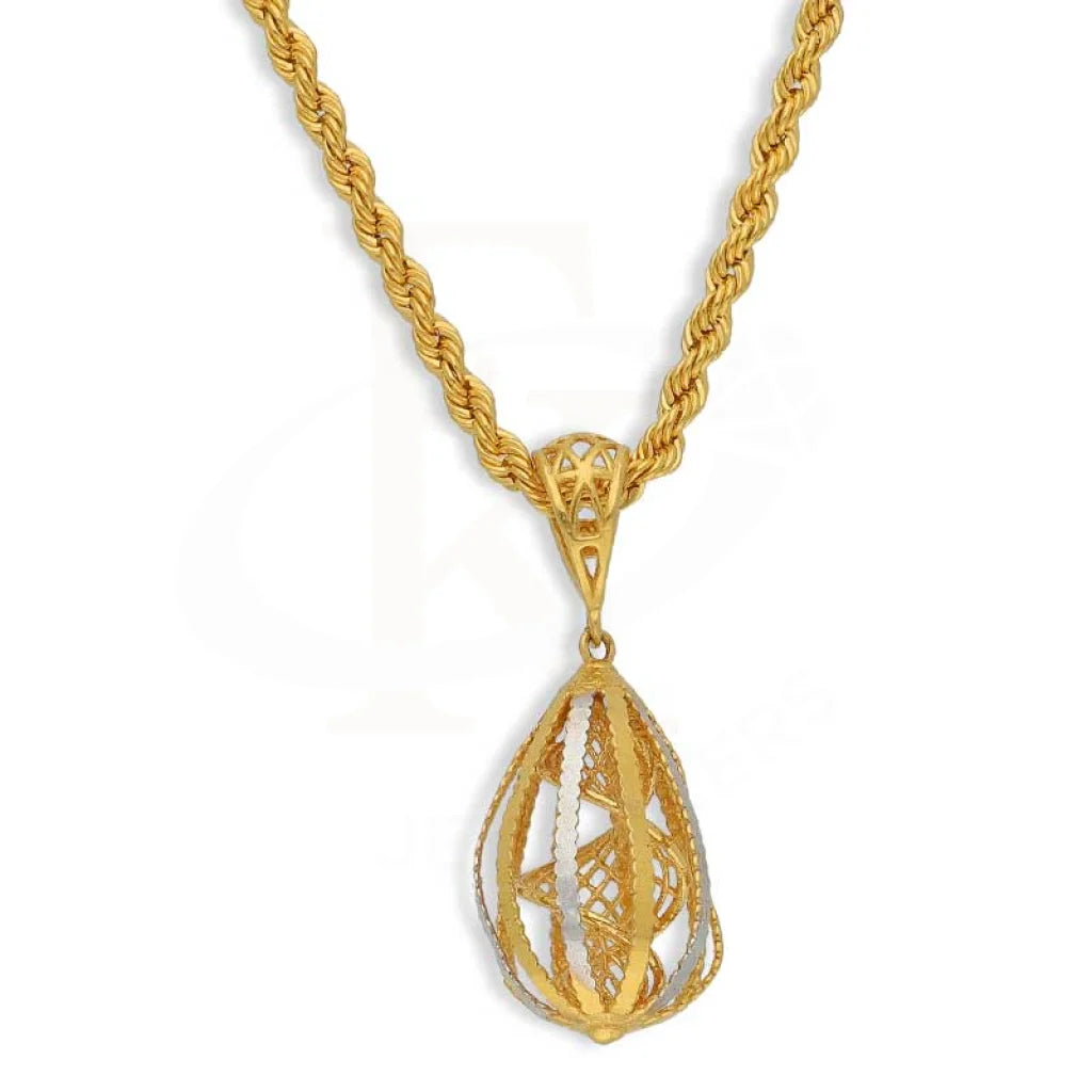 Gold Necklace (Chain With Pear Shaped Pendant) 22Kt - Fkjnkl22K2748 Necklaces