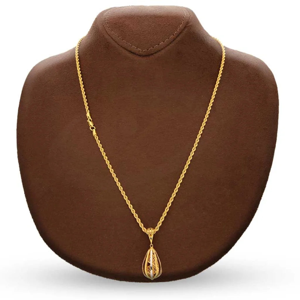 Gold Necklace (Chain With Pear Shaped Pendant) 22Kt - Fkjnkl22K2748 Necklaces