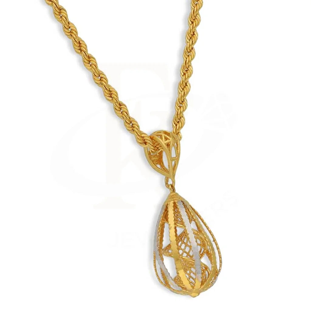 Gold Necklace (Chain With Pear Shaped Pendant) 22Kt - Fkjnkl22K2748 Necklaces