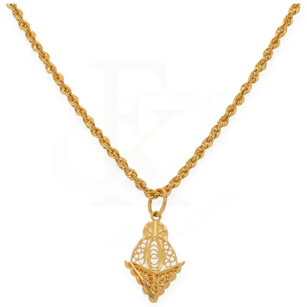 Gold Necklace (Chain With Pendant) 21Kt- Fkjnkl21K7645 Necklaces