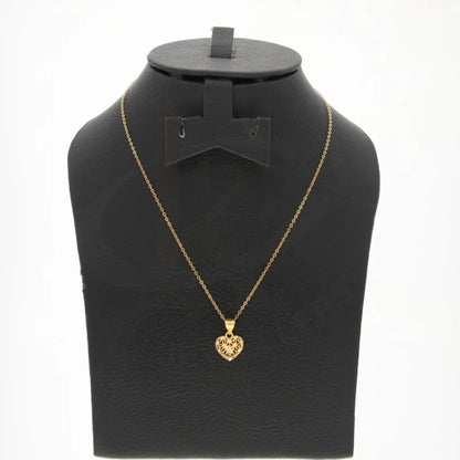 Gold Necklace (Chain With Puffed Heart Shaped Charm Pendant) 21Kt - Fkjnkl21Km8047 Necklaces