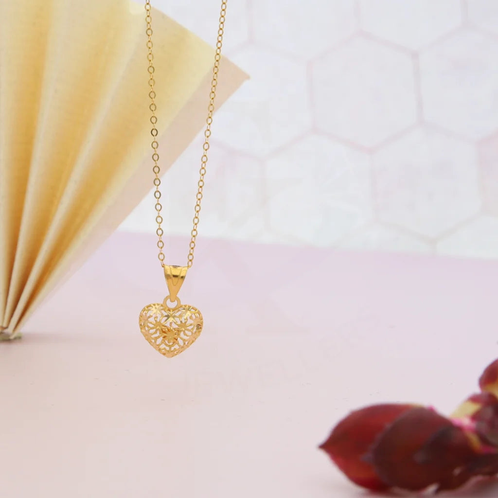 Gold Necklace (Chain With Puffed Heart Shaped Charm Pendant) 21Kt - Fkjnkl21Km8047 Necklaces