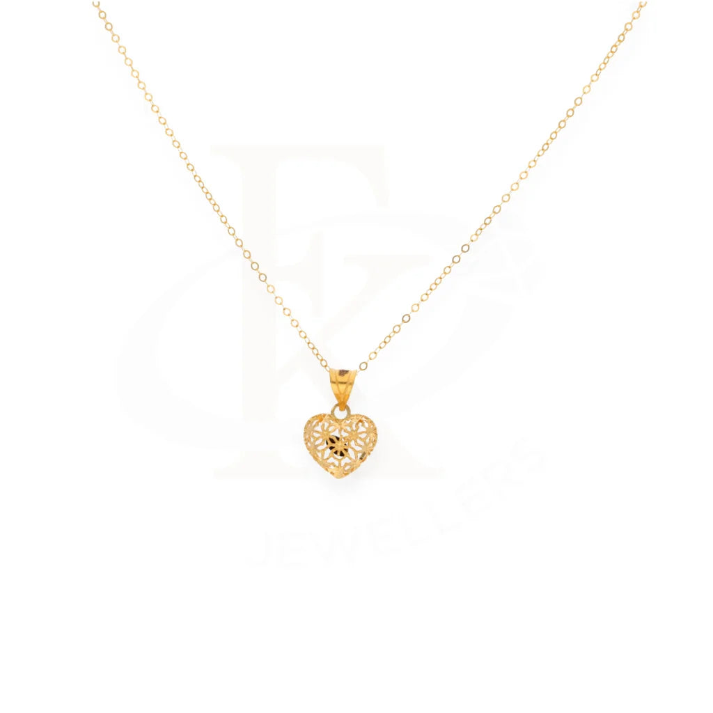 Gold Necklace (Chain With Puffed Heart Shaped Charm Pendant) 21Kt - Fkjnkl21Km8047 Necklaces