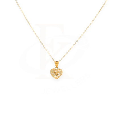 Gold Necklace (Chain With Puffed Heart Shaped Charm Pendant) 21Kt - Fkjnkl21Km8047 Necklaces