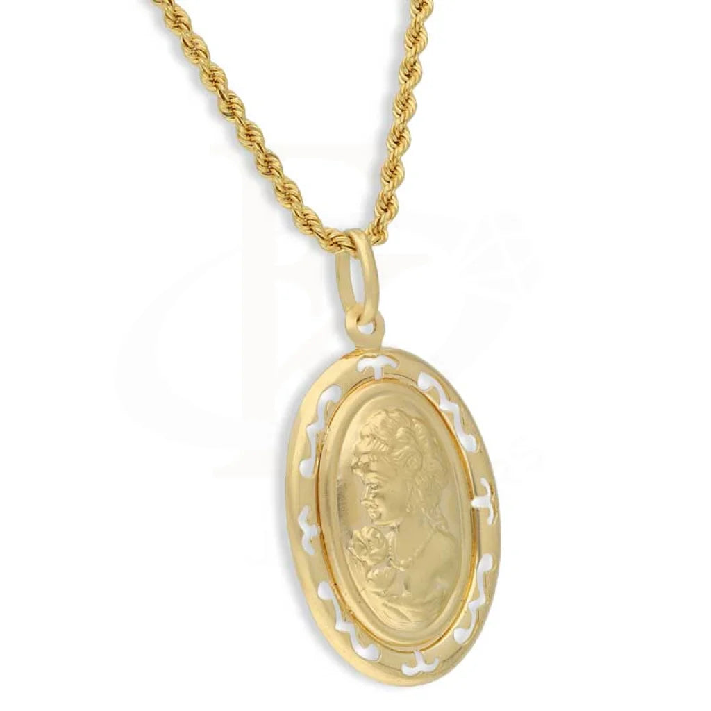 Gold Necklace (Chain With Queen Oval Shaped Pendant) 18Kt - Fkjnkl18K2879 Necklaces