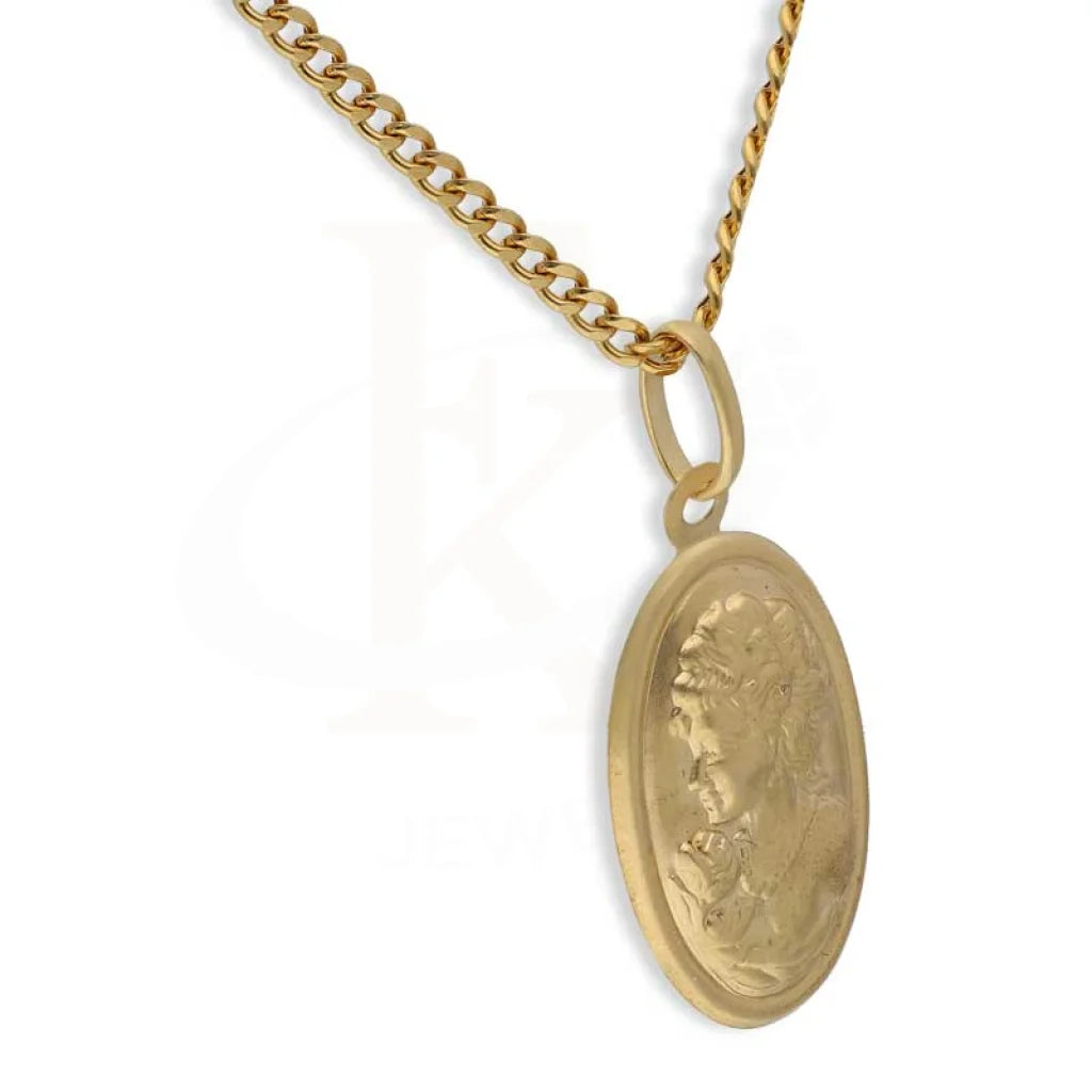 Gold Necklace (Chain With Queen Oval Shaped Pendant) 18Kt - Fkjnkl18K2991 Necklaces