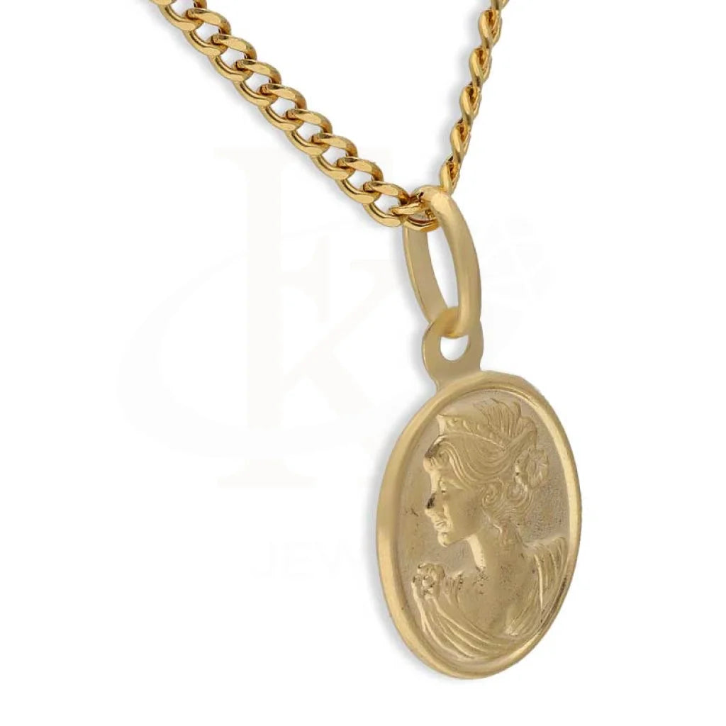 Gold Necklace (Chain With Queen Oval Shaped Pendant) 18Kt - Fkjnkl18K2995 Necklaces