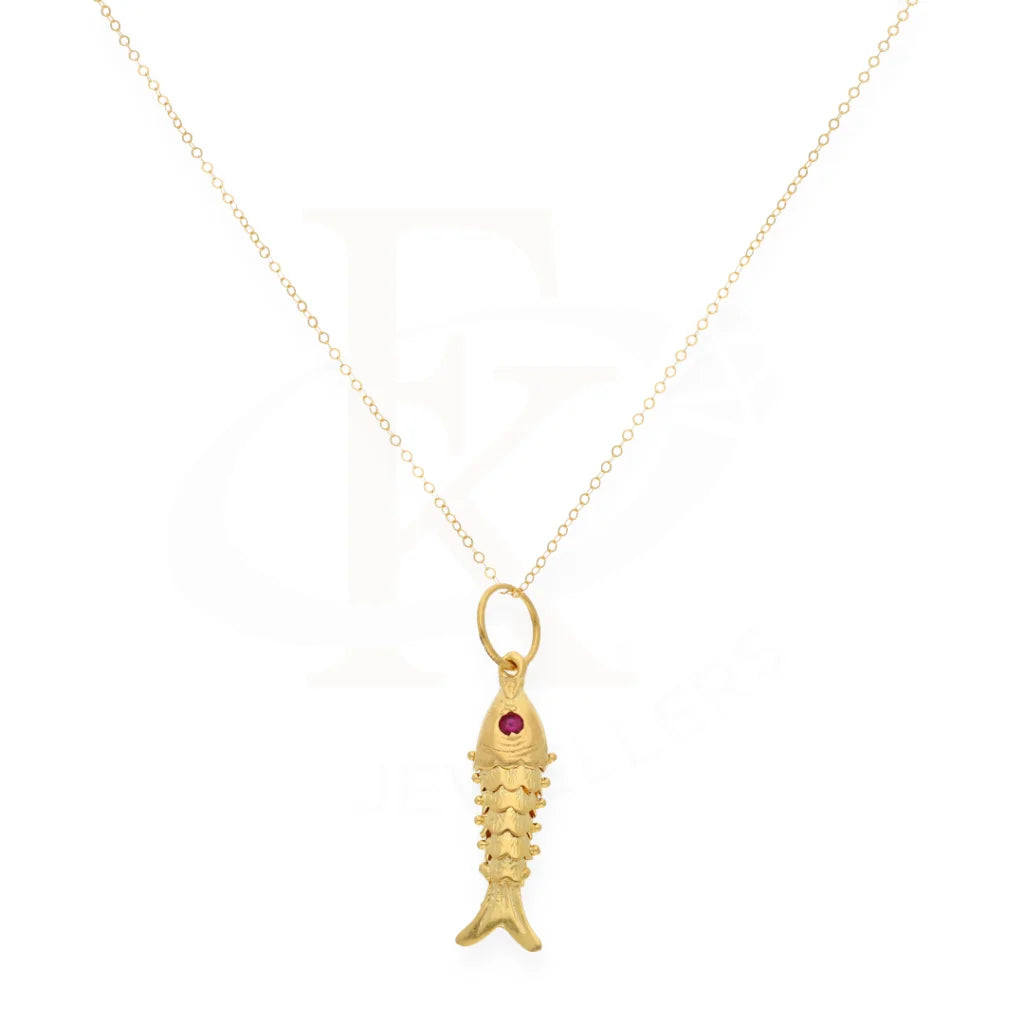 Gold Necklace (Chain With Red Eye Fish Pendant) 21Kt - Fkjnkl21Km7945 Necklaces