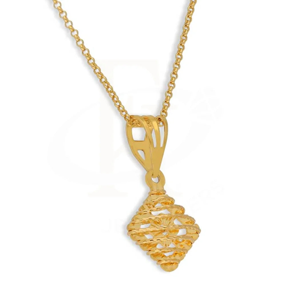 Gold Necklace (Chain With Rhombus Shaped Pendant) 21Kt - Fkjnkl21K2861 Necklaces