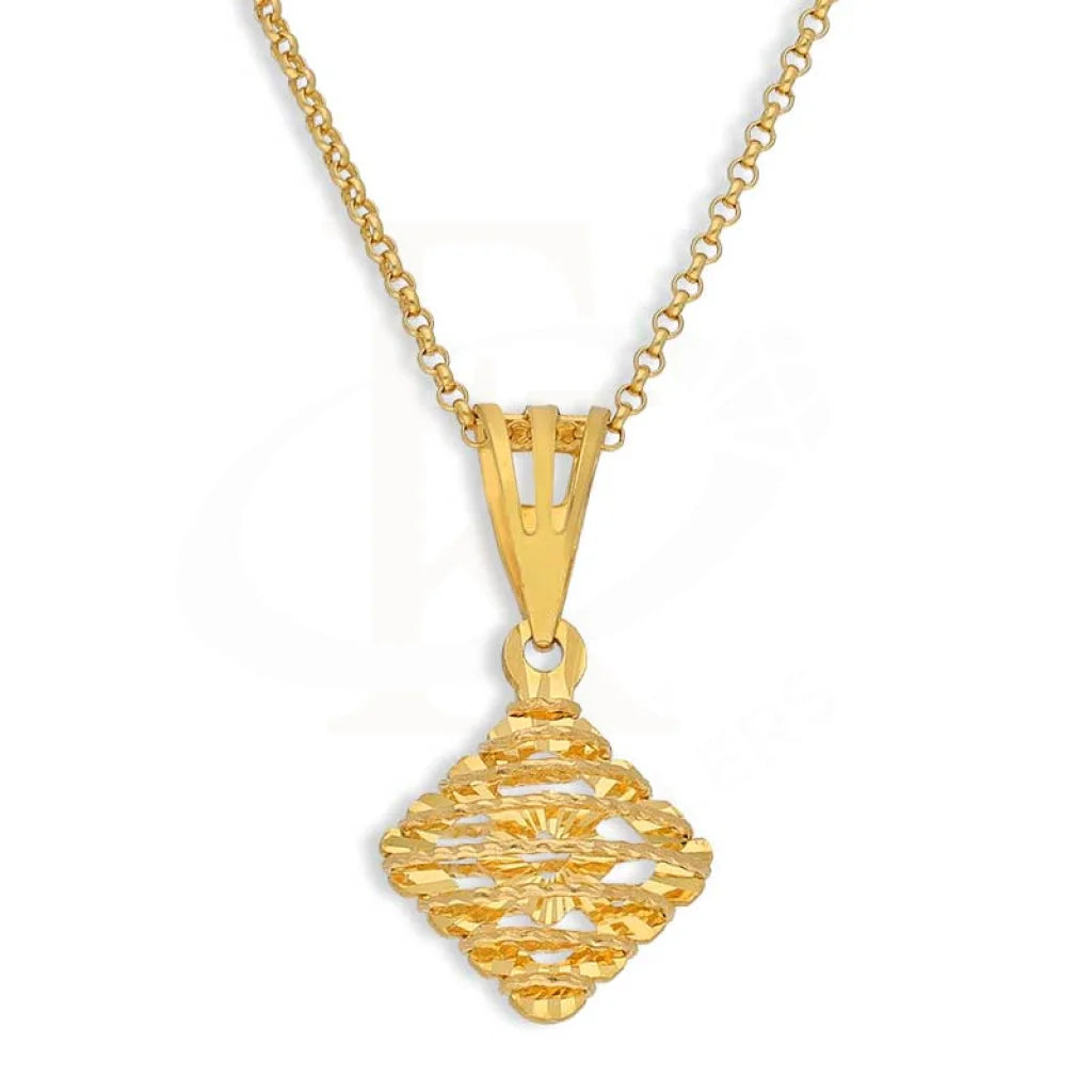 Gold Necklace (Chain With Rhombus Shaped Pendant) 21Kt - Fkjnkl21K2861 Necklaces