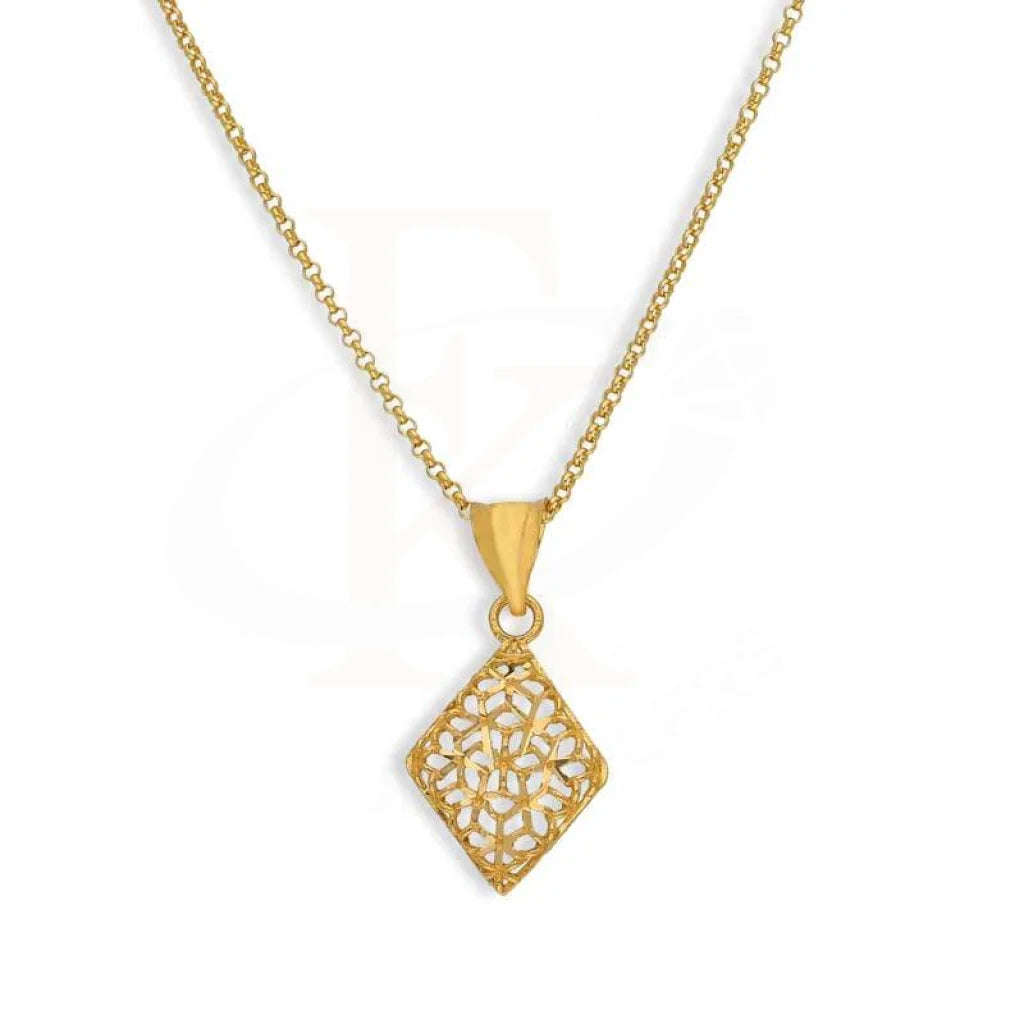 Gold Necklace (Chain With Rhombus Shaped Pendant) 21Kt - Fkjnkl21K3074 Necklaces