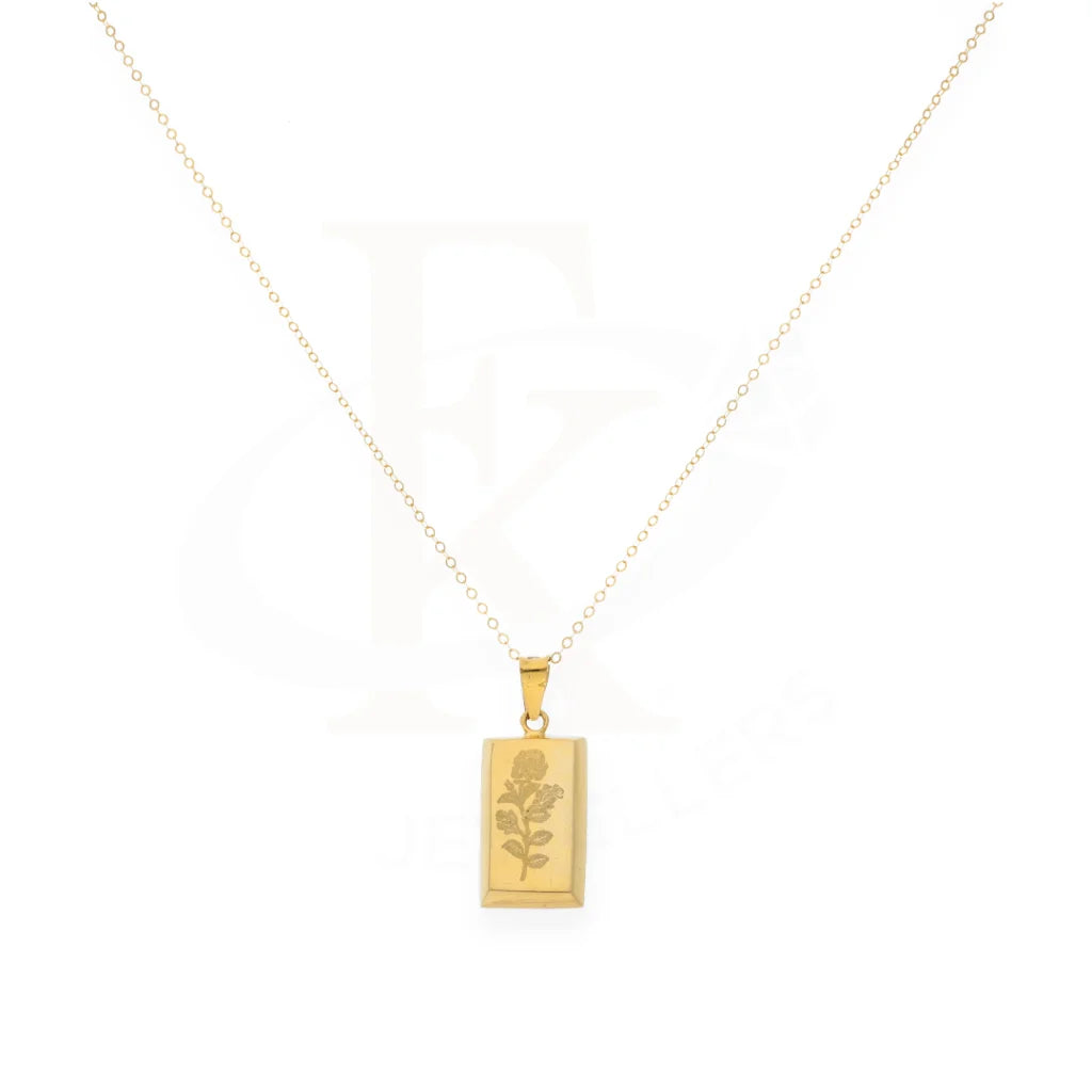 Gold Necklace (Chain With Rose Flower Bar Shaped Pendant) 21Kt - Fkjnkl21Km8048 Necklaces