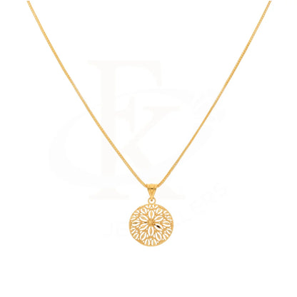 Gold Necklace (Chain With Round Flower Pendant) 21Kt - Fkjnkl21Km8389 Necklaces