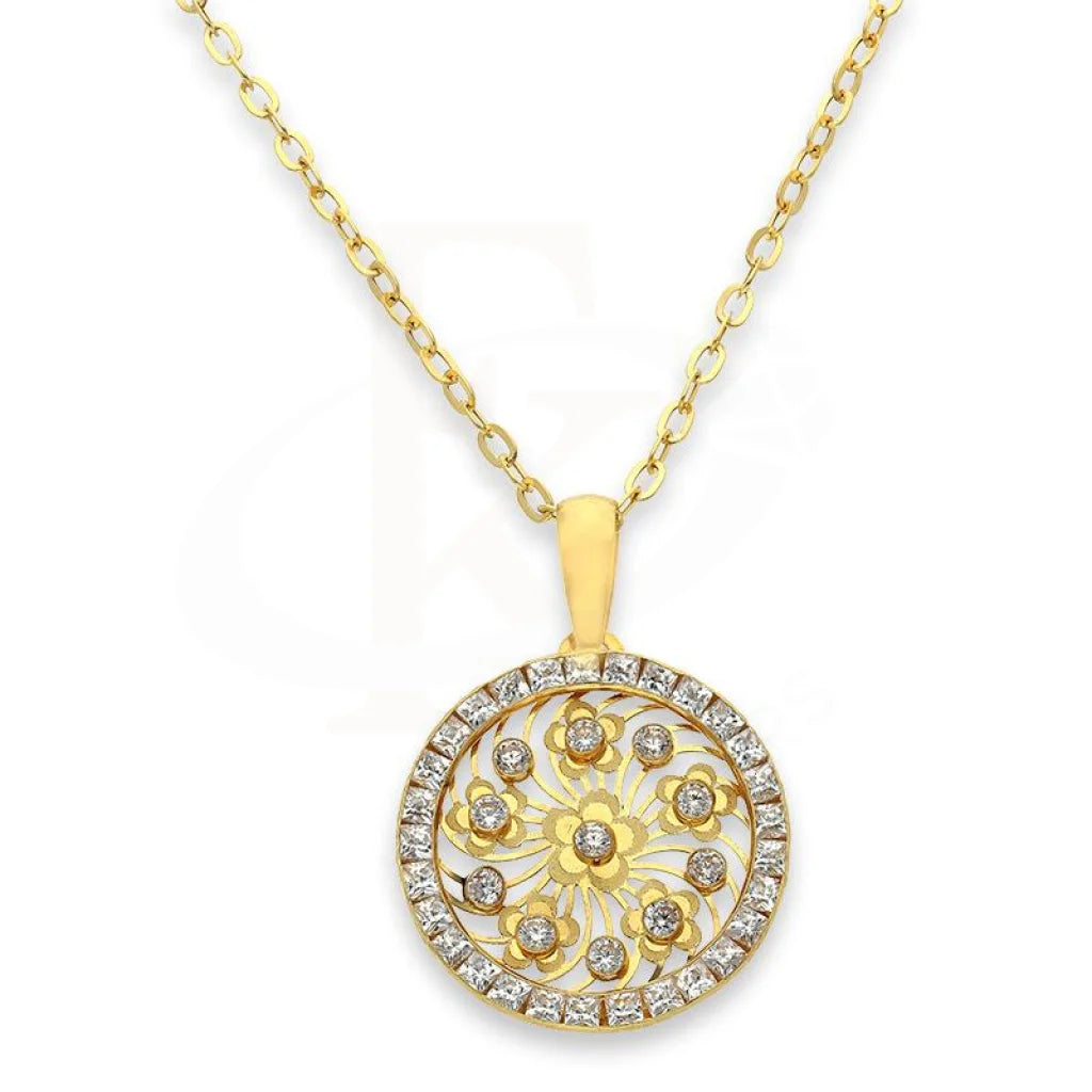 Gold Necklace (Chain With Round Shaped Flower Pendant) 18Kt - Fkjnkl18K2358 Necklaces