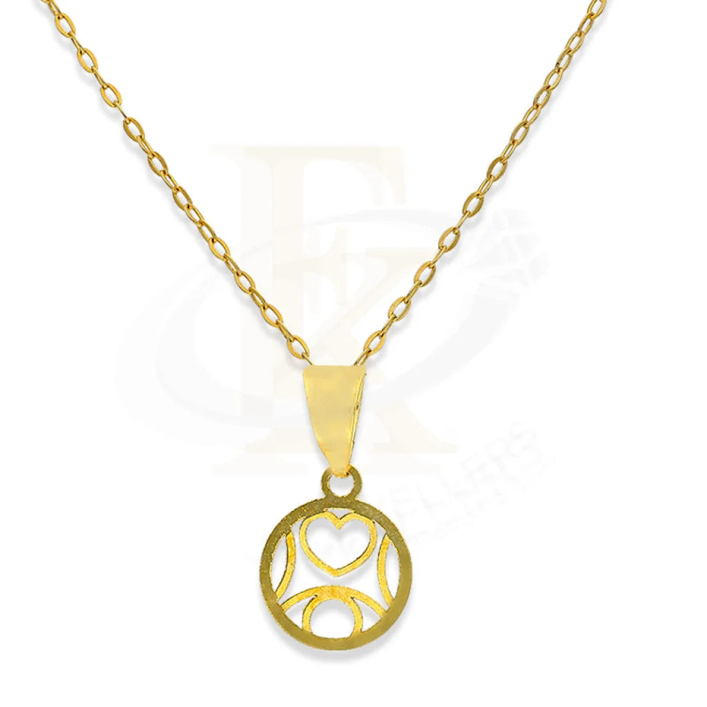 Gold Necklace (Chain With Round Shaped Heart Pendant) 18Kt - Fkjnkl18K2298 Necklaces