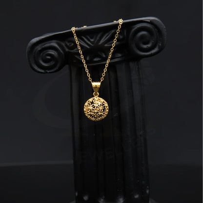 Gold Necklace (Chain With Round Shaped Hollow Pendant) 21Kt - Fkjnkl21Km7946 Necklaces