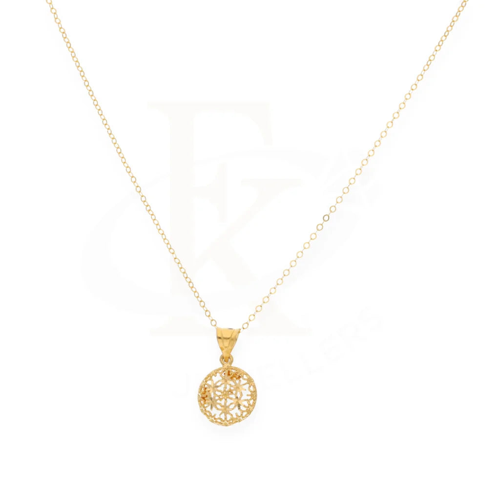 Gold Necklace (Chain With Round Shaped Hollow Pendant) 21Kt - Fkjnkl21Km7946 Necklaces