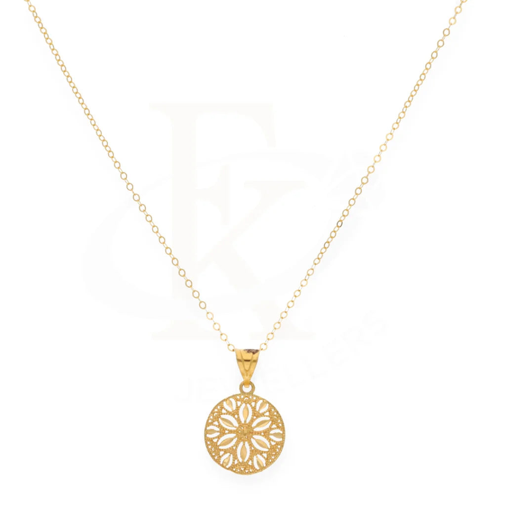 Gold Necklace (Chain With Flower Shaped Hollow Pendant) 21Kt - Fkjnkl21Km7949 Necklaces