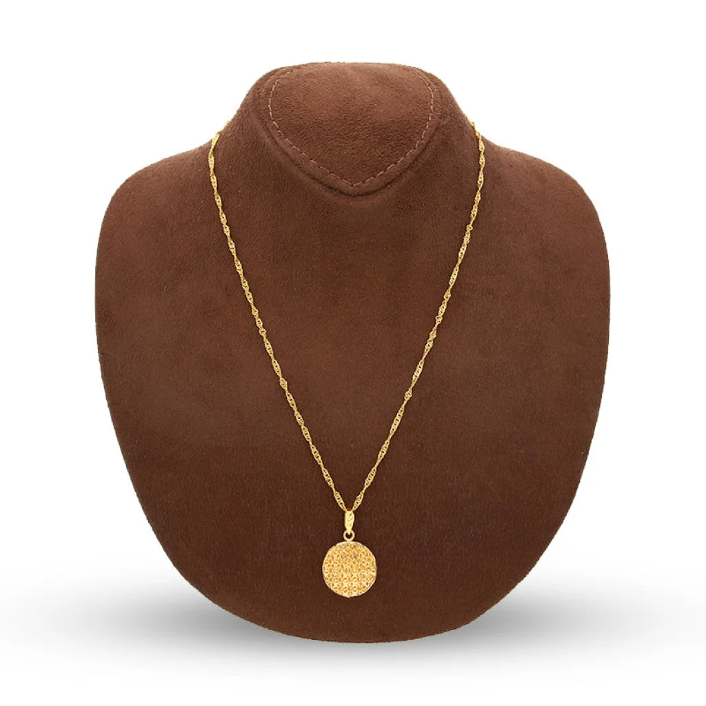 Gold Necklace (Chain With Round Shaped Pendant) 21Kt - Fkjnkl21K5126 Necklaces