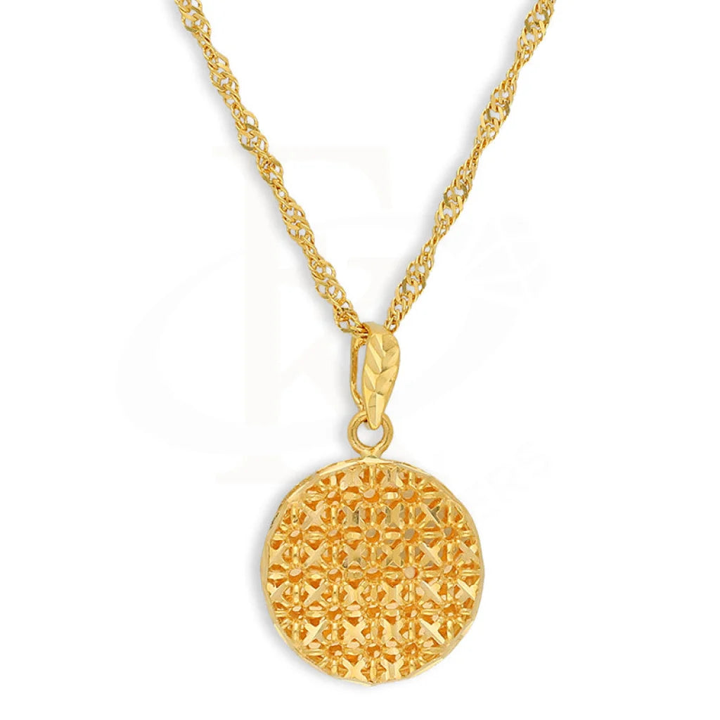 Gold Necklace (Chain With Round Shaped Pendant) 21Kt - Fkjnkl21K5126 Necklaces