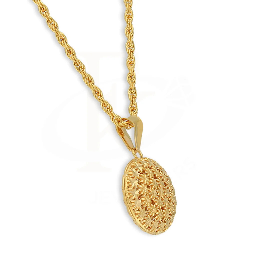 Gold Necklace (Chain With Round Shaped Pendant) 21Kt - Fkjnkl21K5127 Necklaces