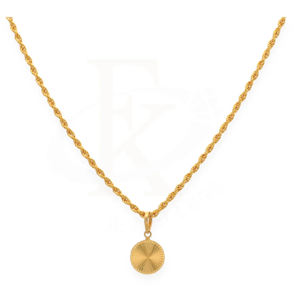 Gold Necklace (Chain With Round Shaped Pendant) 21Kt Fkjnkl21K7580 Necklaces