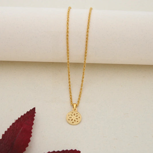 Gold Necklace (Chain With Round Shaped Pendant) 21Kt- Fkjnkl21K7593 Necklaces