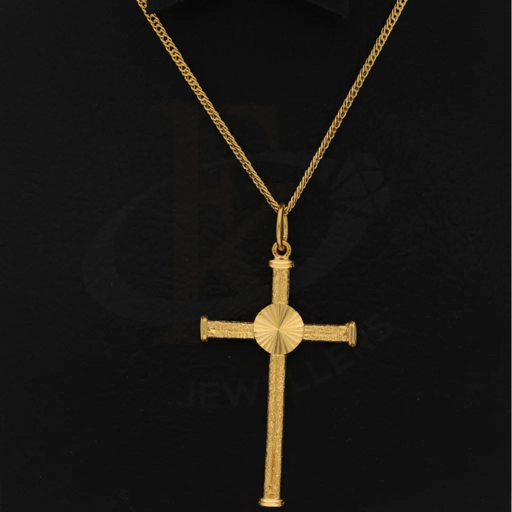 Gold Necklace (Chain With Simple Cross Pendant) 21Kt - Fkjnkl21K8566 Necklaces