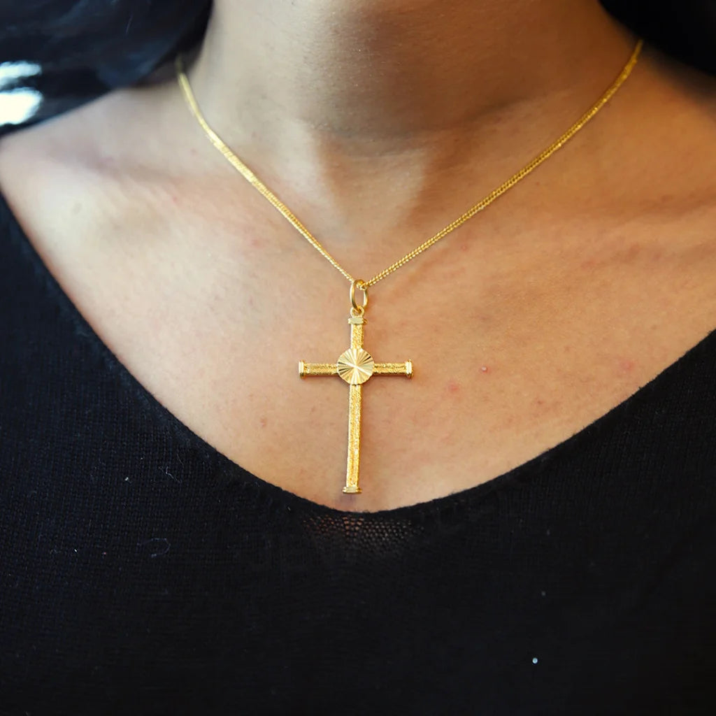 Gold Necklace (Chain With Simple Cross Pendant) 21Kt - Fkjnkl21K8566 Necklaces