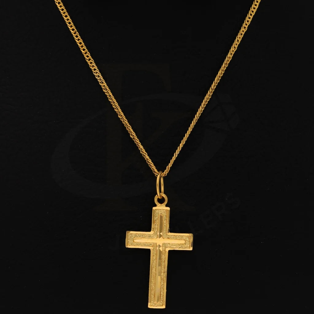 Gold Necklace (Chain With Simple Cross Pendant) 21Kt - Fkjnkl21K8568 Necklaces