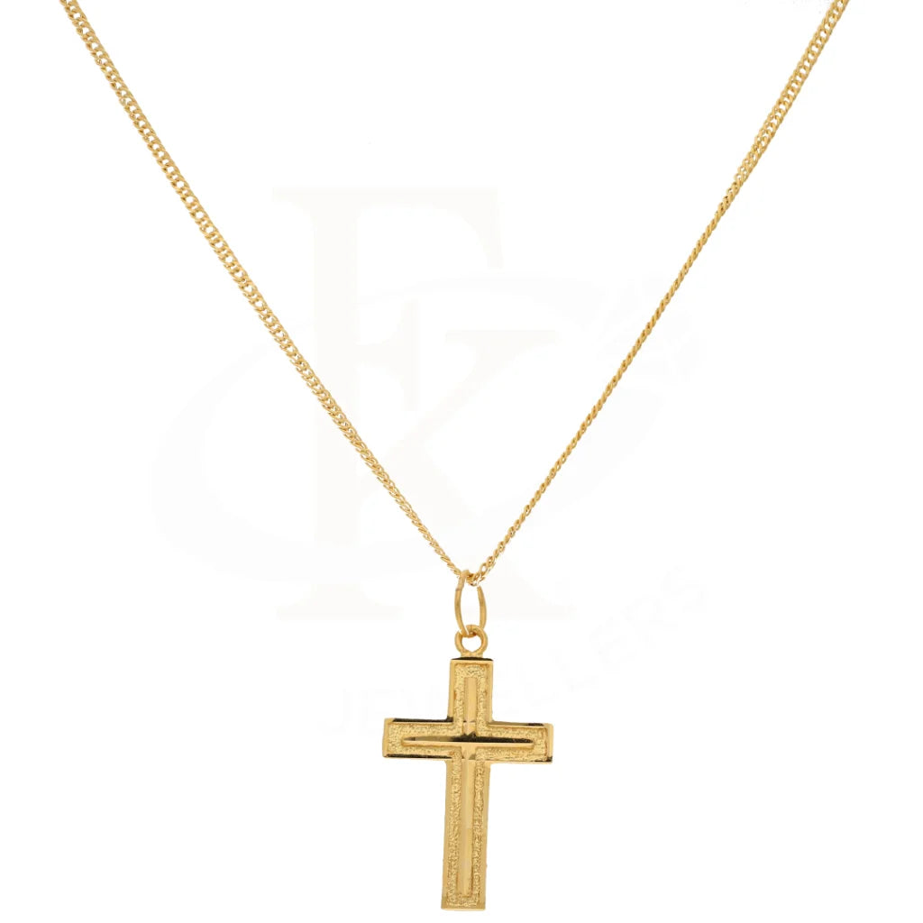 Gold Necklace (Chain With Simple Cross Pendant) 21Kt - Fkjnkl21K8568 Necklaces