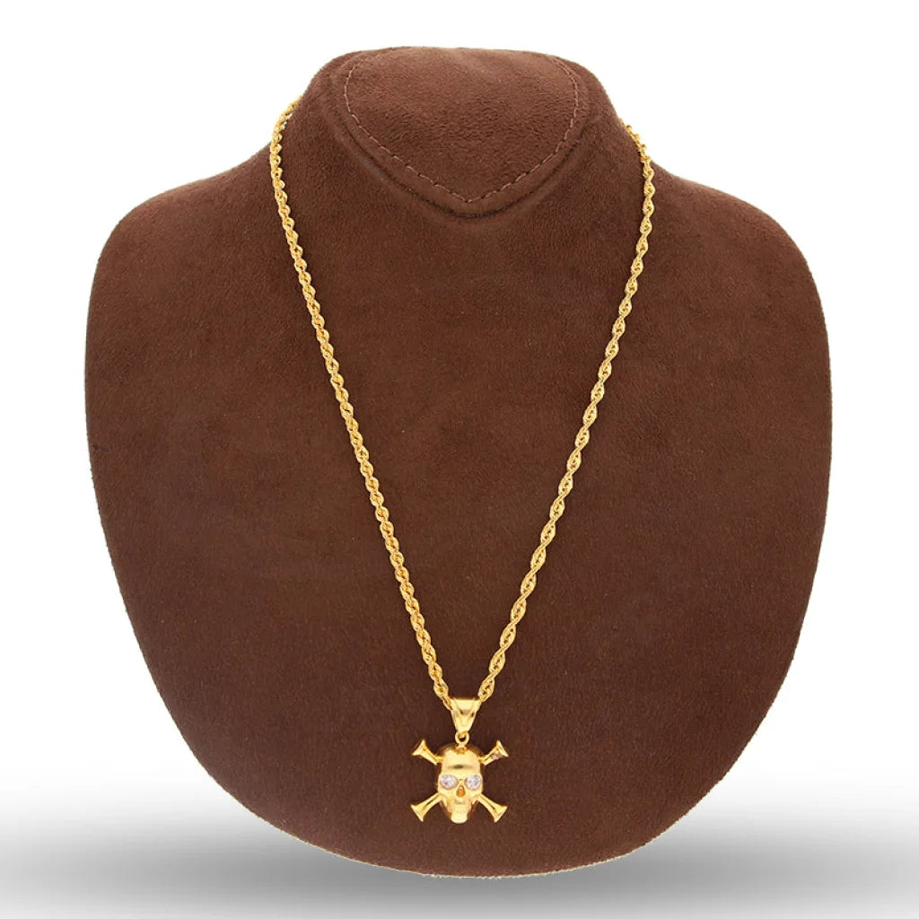 Gold Necklace (Chain With Skull & Cross Bones Pendant) 22Kt - Fkjnkl22K5622 Necklaces