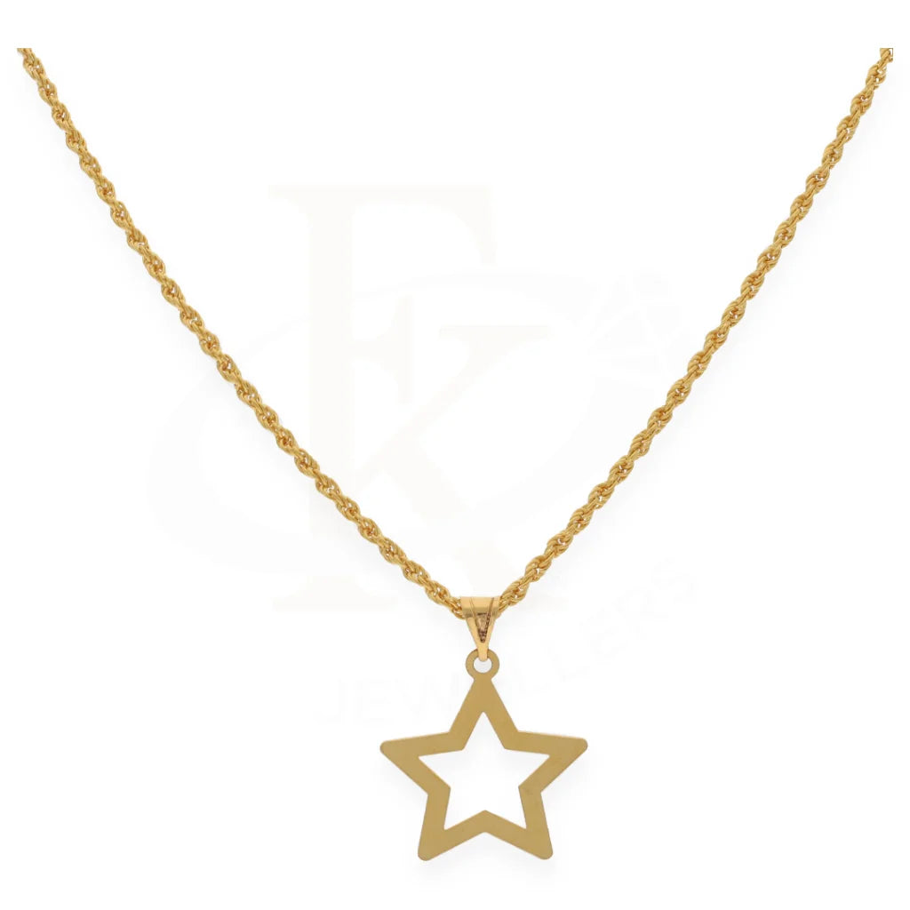 Gold Necklace ( Chain With Star Shaped Pendant ) 21Kt - Fkjnkl21K7549 Necklaces