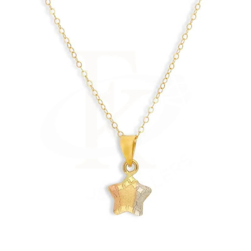 Gold Necklace (Chain With Tri Tone Star Pendant) 18Kt - Fkjnkl18K2842 Necklaces